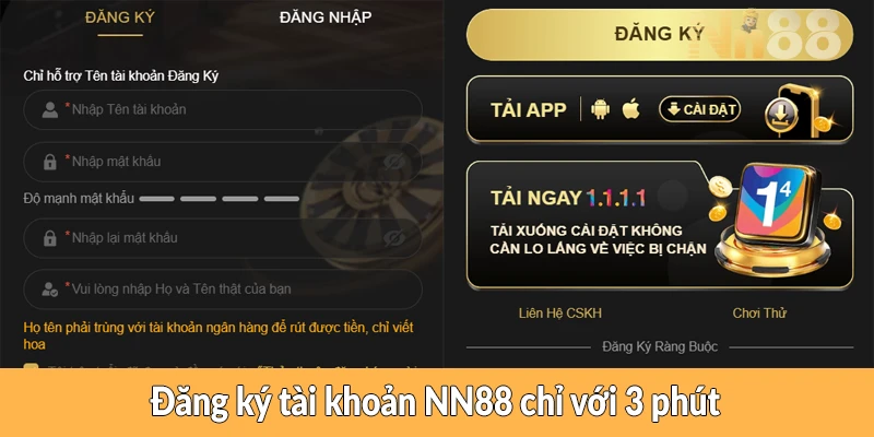Đăng ký tài khoản NN88 chỉ với 3 phút