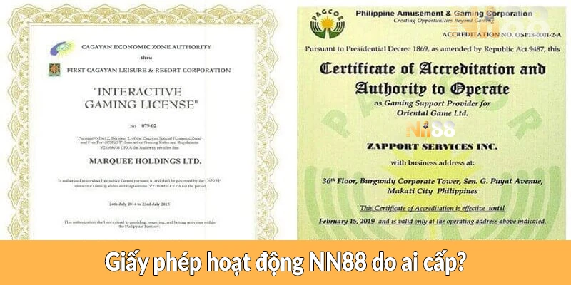 Giấy phép hoạt động NN88 do ai cấp?