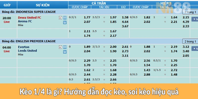 Kèo 1/4 là gì? Hướng dẫn đọc kèo, soi kèo hiệu quả