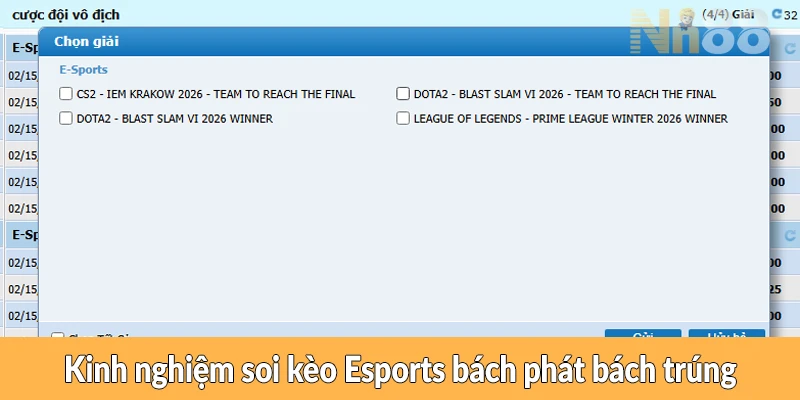 Kinh nghiệm soi kèo Esports bách phát bách trúng