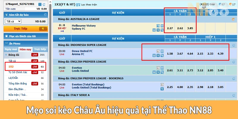 Mẹo soi kèo Châu Âu hiệu quả tại Thể Thao NN88