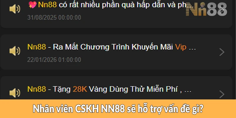 Nhân viên CSKH NN88 sẽ hỗ trợ vấn đề gì?