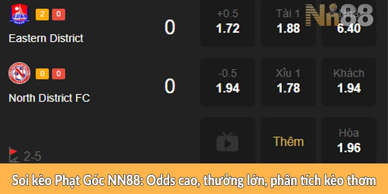 Soi kèo Phạt Góc NN88: Odds cao, thưởng lớn, phân tích kèo thơm