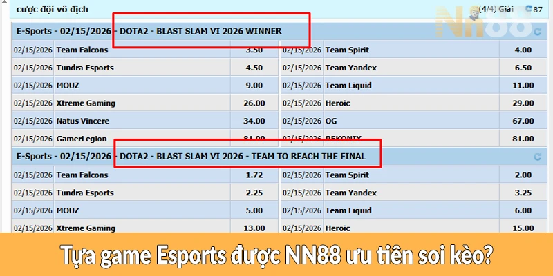 Tựa game Esports được NN88 ưu tiên soi kèo